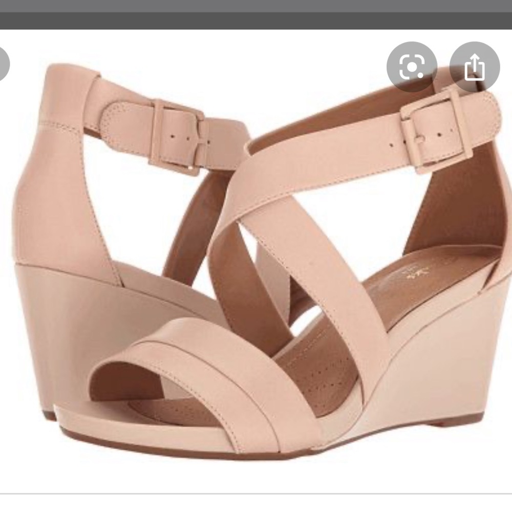 Clarks Acina Newport Dusty Pink Leather Wedge NIB